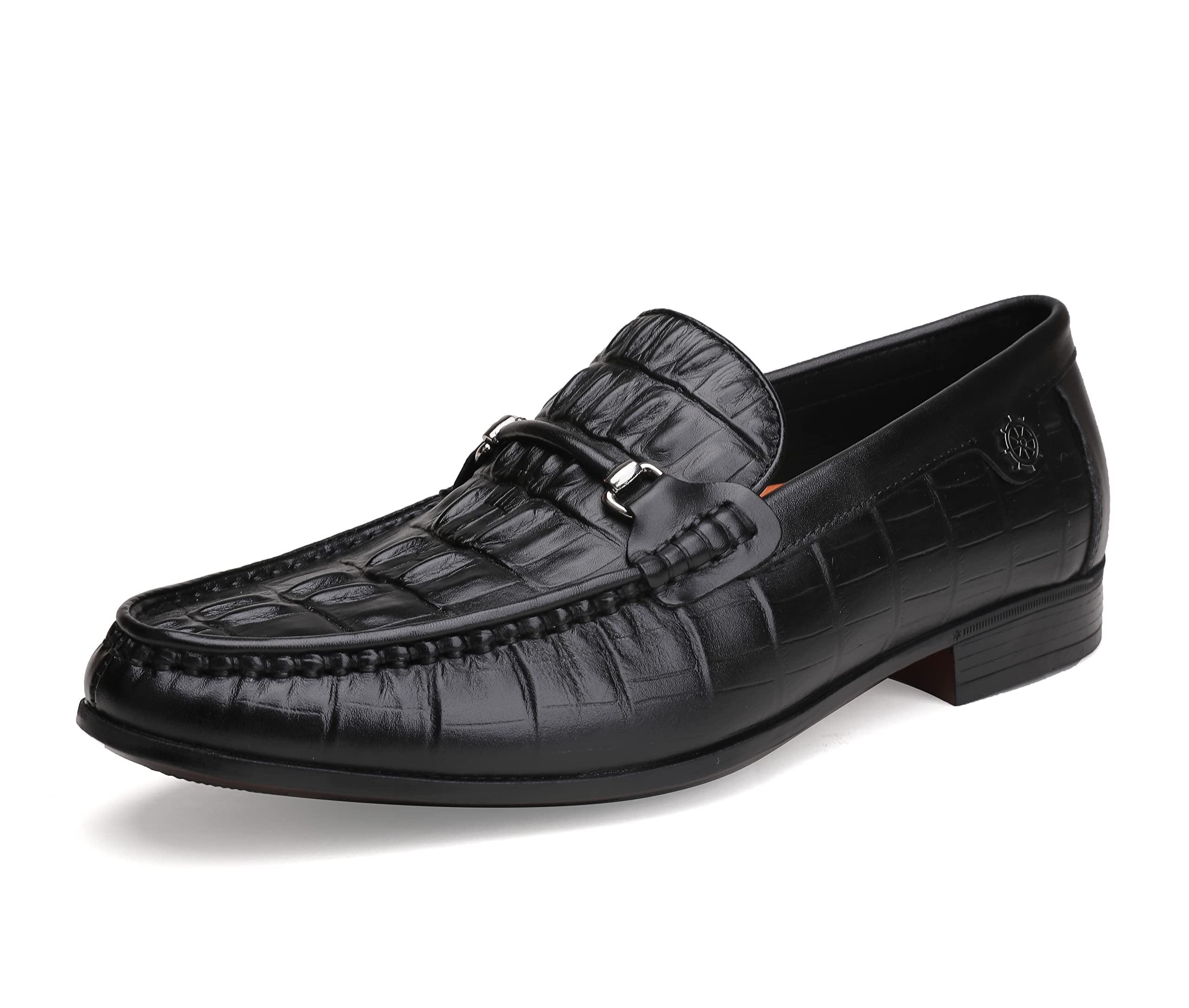 Premium Men's Leather Dress Shoes - Black Crocodile Print Business Loafers for Formal & Casual Wear | Slip-On Comfort for Office, Weddings & Special Events