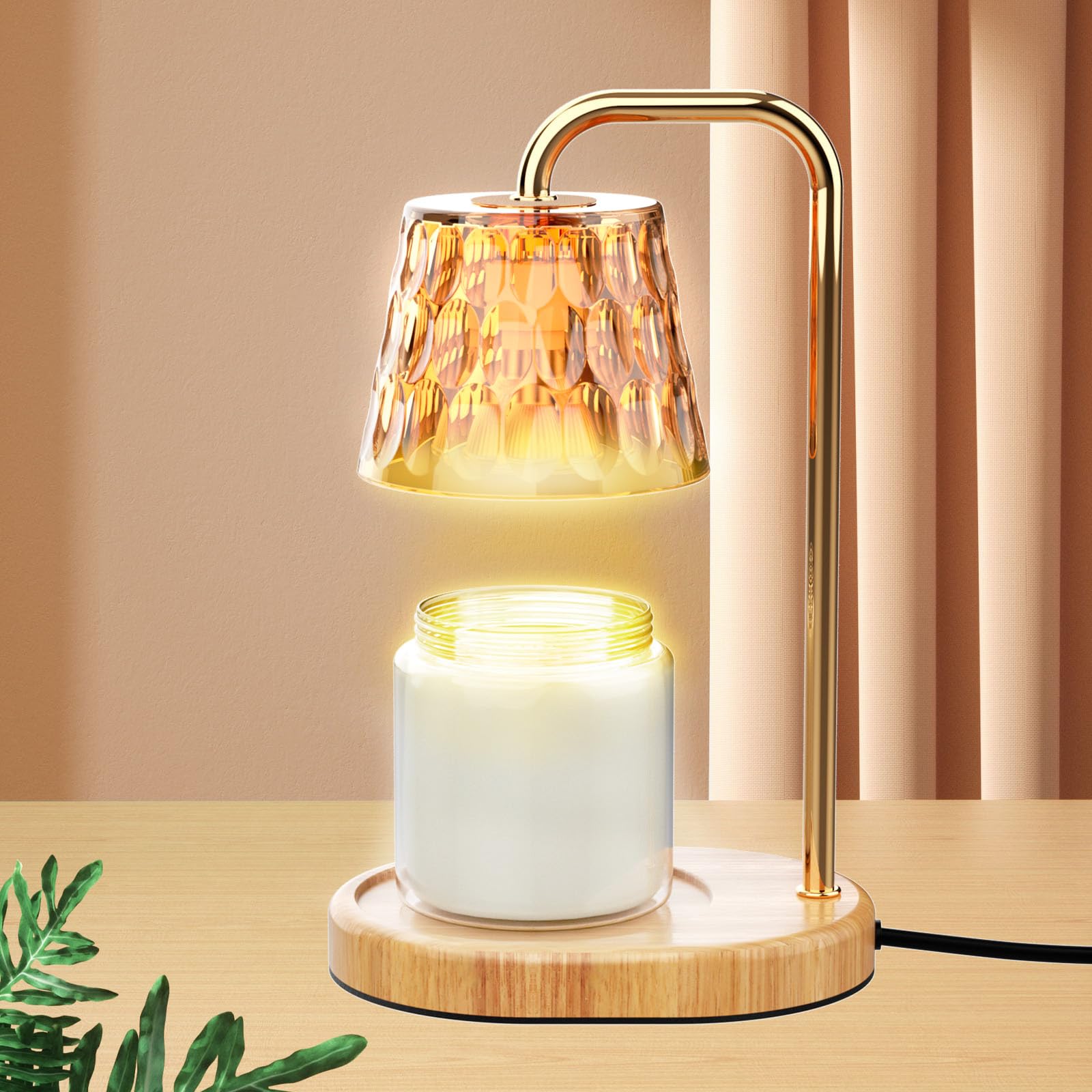 Dimmable Electric Candle Warmer Lamp with Timer - Gold Jar Candle & Wax Melt Warmer for Home Decor, Housewarming Gifts for Women, Mom Birthday & Holidays - Perfect for Aromatherapy, Relaxation & Cozy Ambiance