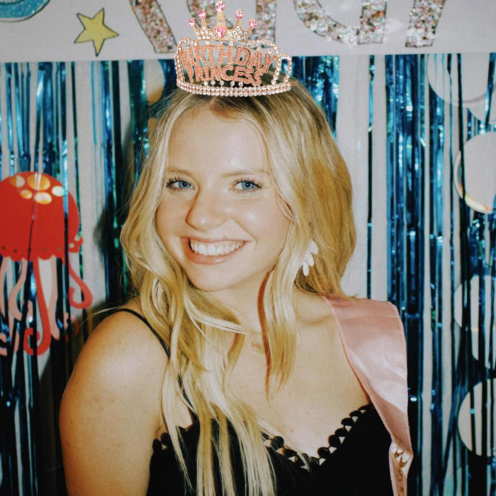CIEHER Rose Gold & Pink Birthday Crown for Girls & Women - Princess Tiara for Birthday Parties, Decorations & Gifts | Perfect for Birthday Celebrations, Photo Shoots & Special Occasions
