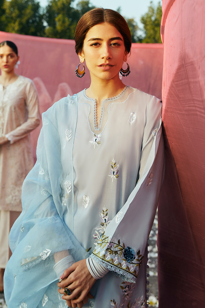 Cerulean Ornate Stitch 3-Piece Lawn Embroidered Suit for Women - Elegant Summer Outfit for Parties, Weddings, and Special Occasions