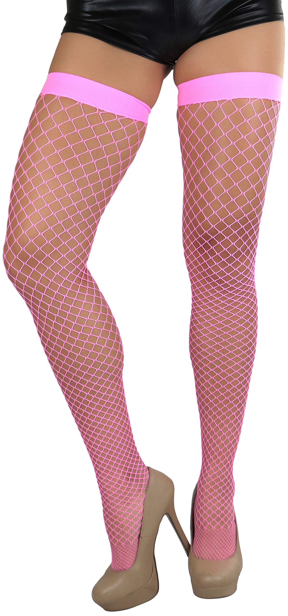 ToBeInStyle Women’s Bright & Vibrant Fishnet Thigh High Stockings - Sexy Fashion Hosiery for Parties, Cosplay & Night Out
