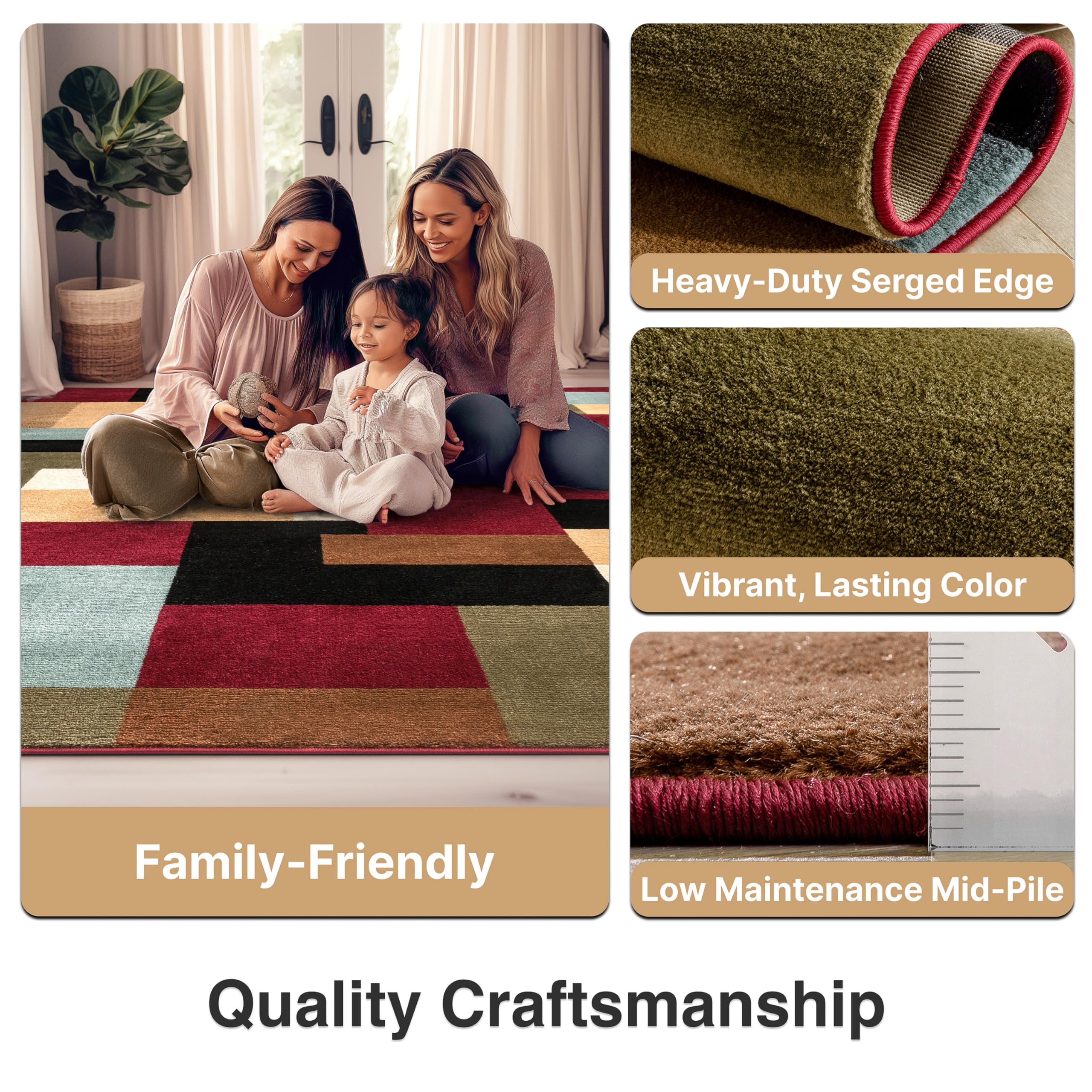 Well Woven Barclay Collection River Red 8 ft Round Area Rug - Soft Non-Slip Round Carpet for Living Room, Bedroom, Dining Room Decor | Perfect for Home, Office & Apartment Flooring