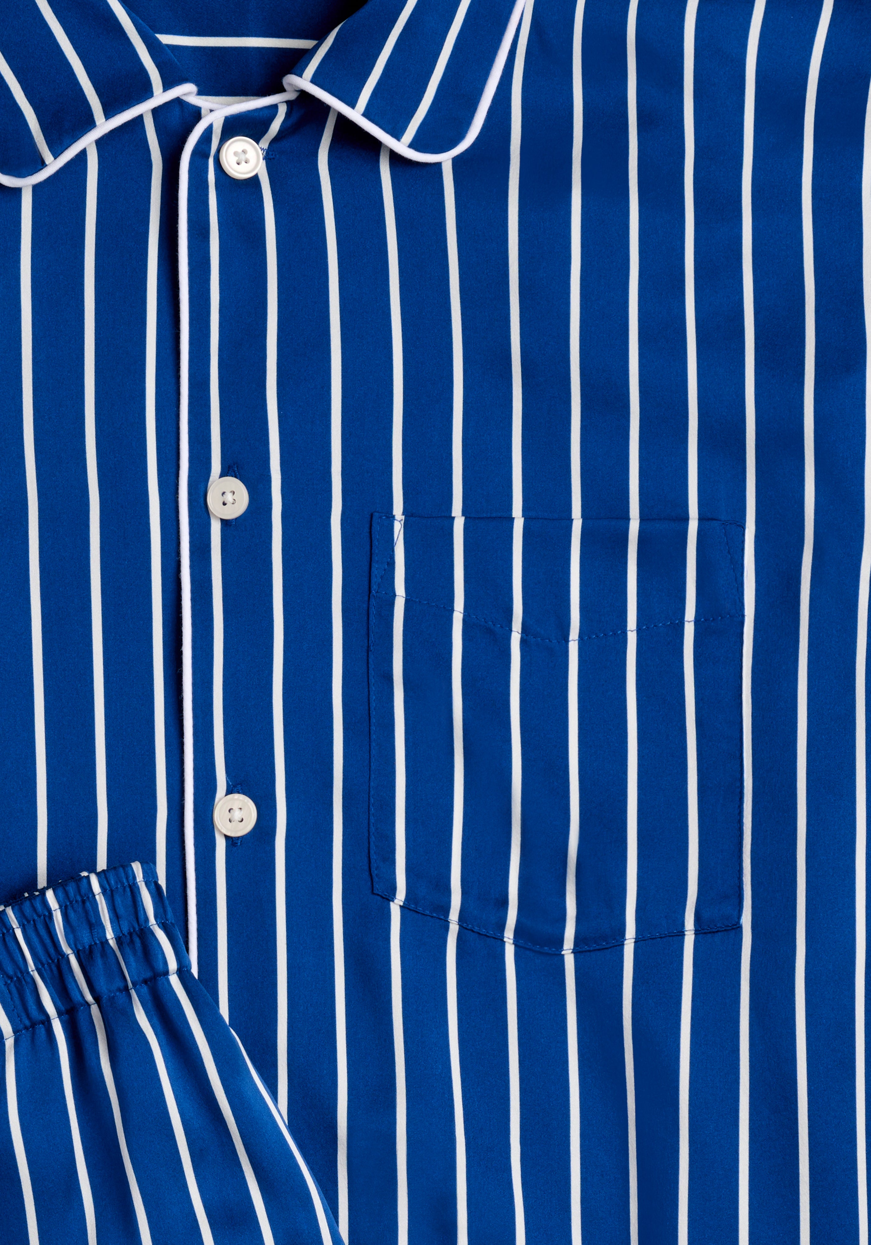 Washable Silk Henry Pajama Set - Blue & White Striped Pajamas for Men & Women | Soft Luxury Sleepwear for Home, Travel & Relaxation