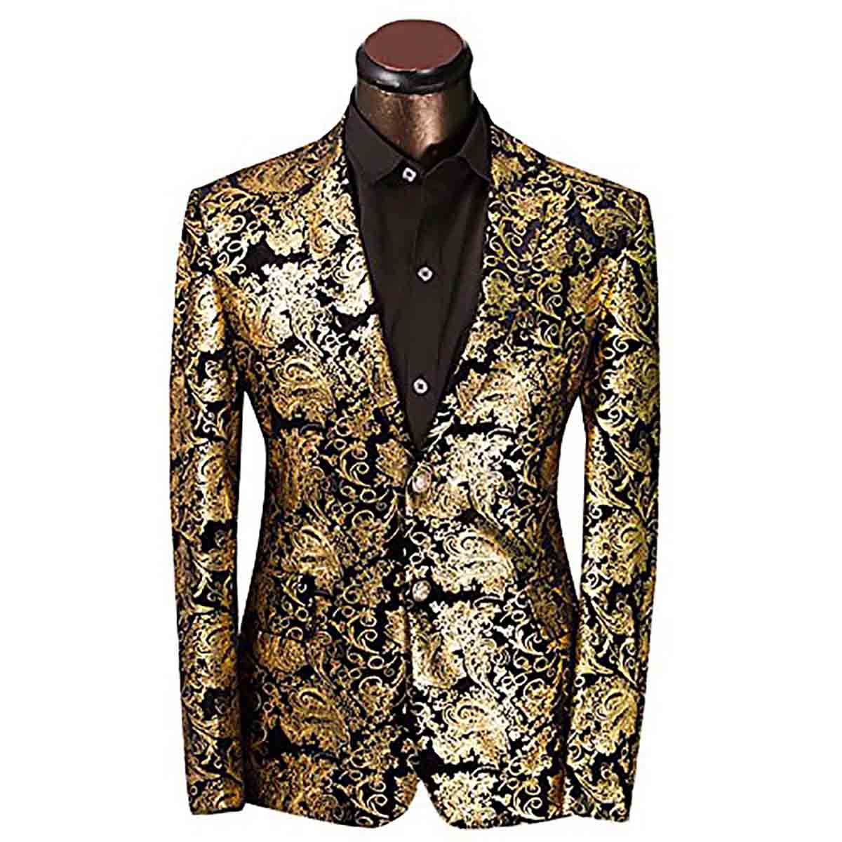 Elegant Gold Blazer Dress with Floral Embroidery - Women's Fashion Blazer for Office, Party & Special Occasions