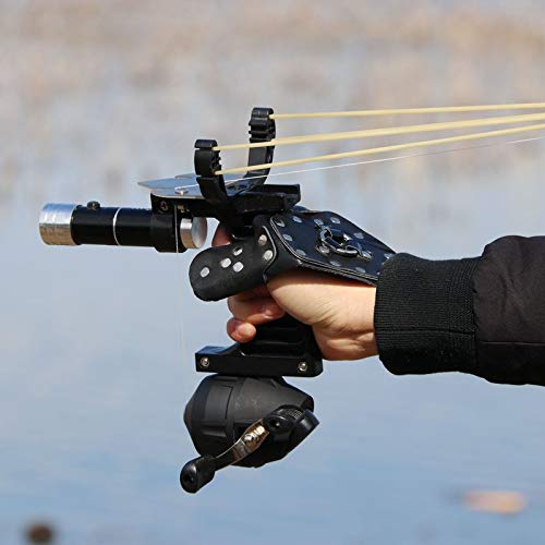 High-Powered 2-in-1 Fishing Slingshot & Archery Slingbow Kit with Arrows, Brush, Reel, Rack & Infrared Flashlight - Outdoor Hunting & Survival Gear for Camping, Fishing & Target Practice