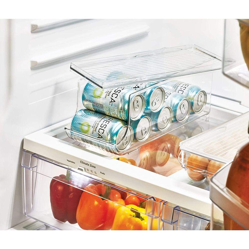 iDesign Linus Fridge Binz Can Organizer Plus - Space Saving Soda & Beer Can Storage for Refrigerator - Perfect for Kitchen, Pantry & Party Organization