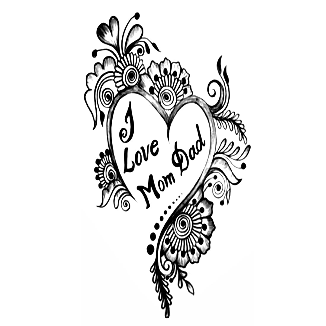 Waterproof Temporary Tattoos for Men & Women - I Love Mom Dad Tattoo Stickers - Perfect for Parties, Weddings & Family Events