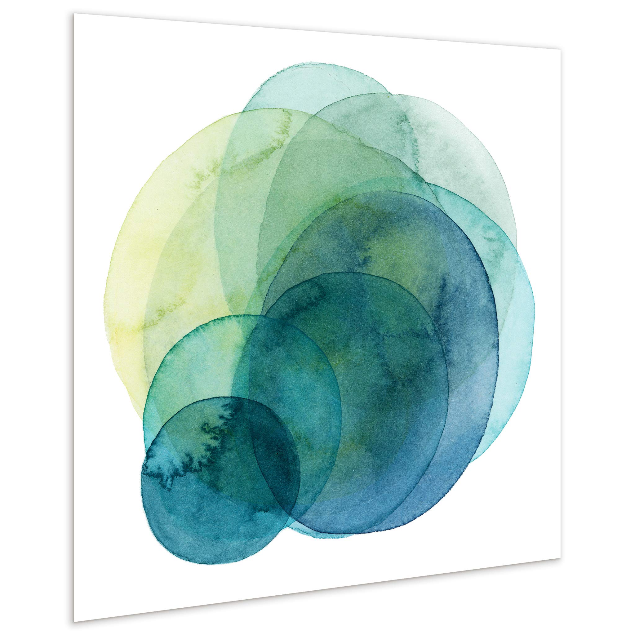 Empire Art Direct Abstract Wall Art - Frameless Tempered Glass Panel Contemporary Decor - Ready to Hang Modern Painting for Living Room, Bedroom & Office - Evolving Planets I Green & White 38x38 Inches - Perfect for Home Decor, Office Spaces & Modern Interior Design