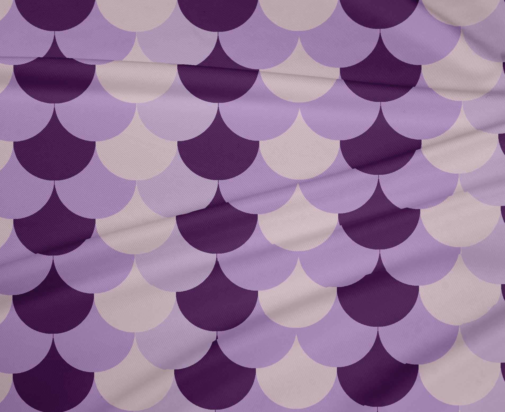 Premium Stretchy Polyester Spandex Fabric - Purple Geometric Scales Print - 56