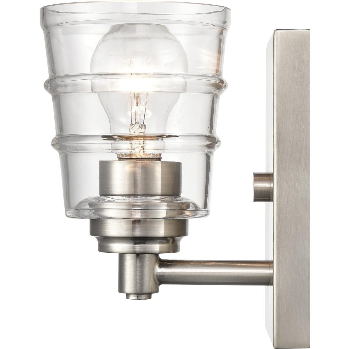 Elk Home Pulsate Vanity Light - 1-Light Satin Nickel Finish with Clear Glass, Transitional Style Bathroom Lighting for Modern & Classic Decor
