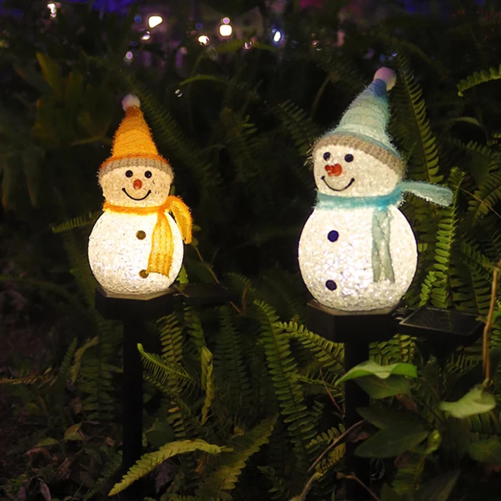 Solar Powered LED Snowman Light - Outdoor Christmas Decoration for Lawn, Garden & Landscape | Weatherproof Xmas Cartoon Snowman Ground Lamp for Holiday Yard Decor