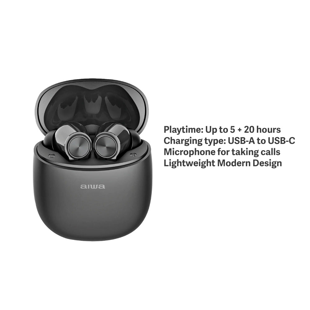 AIWA Wireless Bluetooth Earbuds with Gelstem Technology - Noise Isolating In-Ear Headphones for Gym, Running & Workouts (Black) - Perfect for Sports, Commuting & Travel