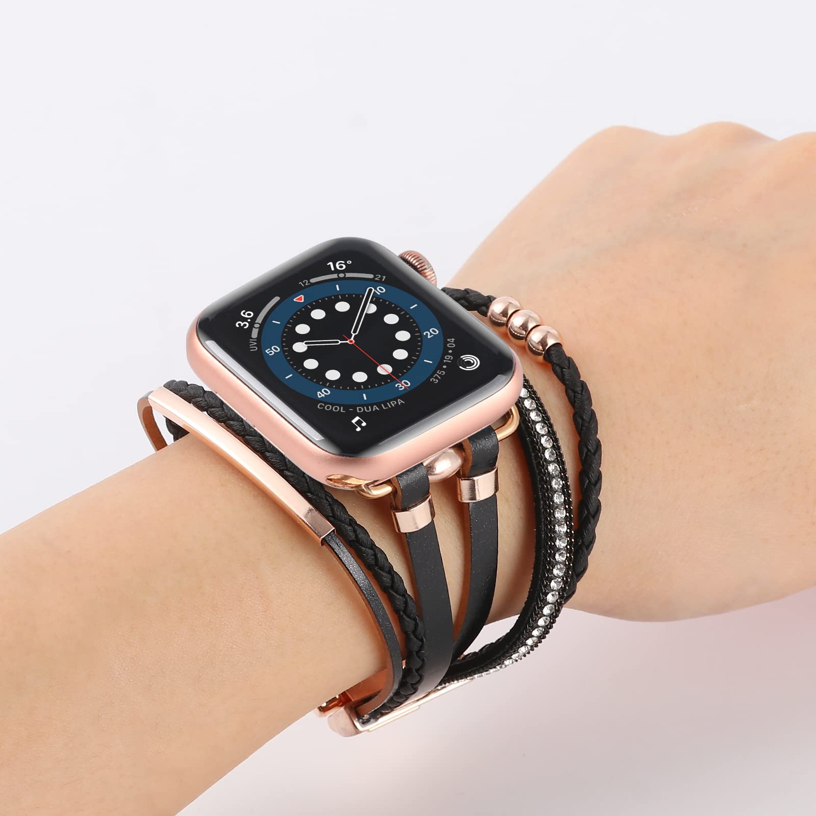 WONMILLE Genuine Leather Bands for Apple Watch 41mm 40mm 38mm 45mm 44mm 42mm 49mm - Boho Bracelet Strap Compatible with iWatch Series Ultra 10 9 8 7 6 5 4 3 2 1 SE - Perfect for Women's Fashion Accessories, Daily Wear & Special Occasions