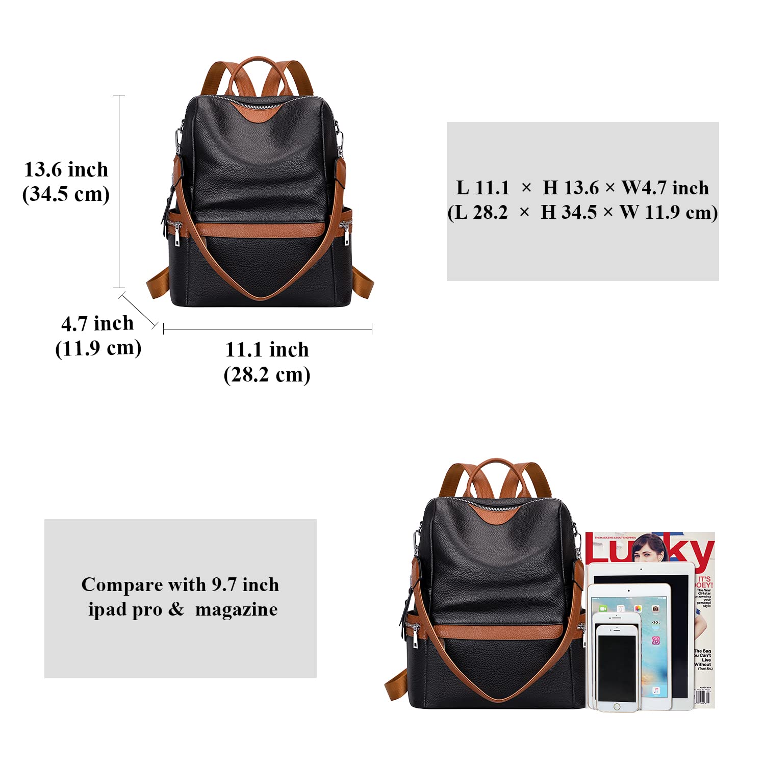 Premium Genuine Leather Backpack for Women - Stylish & Durable ALTOSY Leather Shoulder Bag Purse - Perfect for Work, Travel & Daily Commute