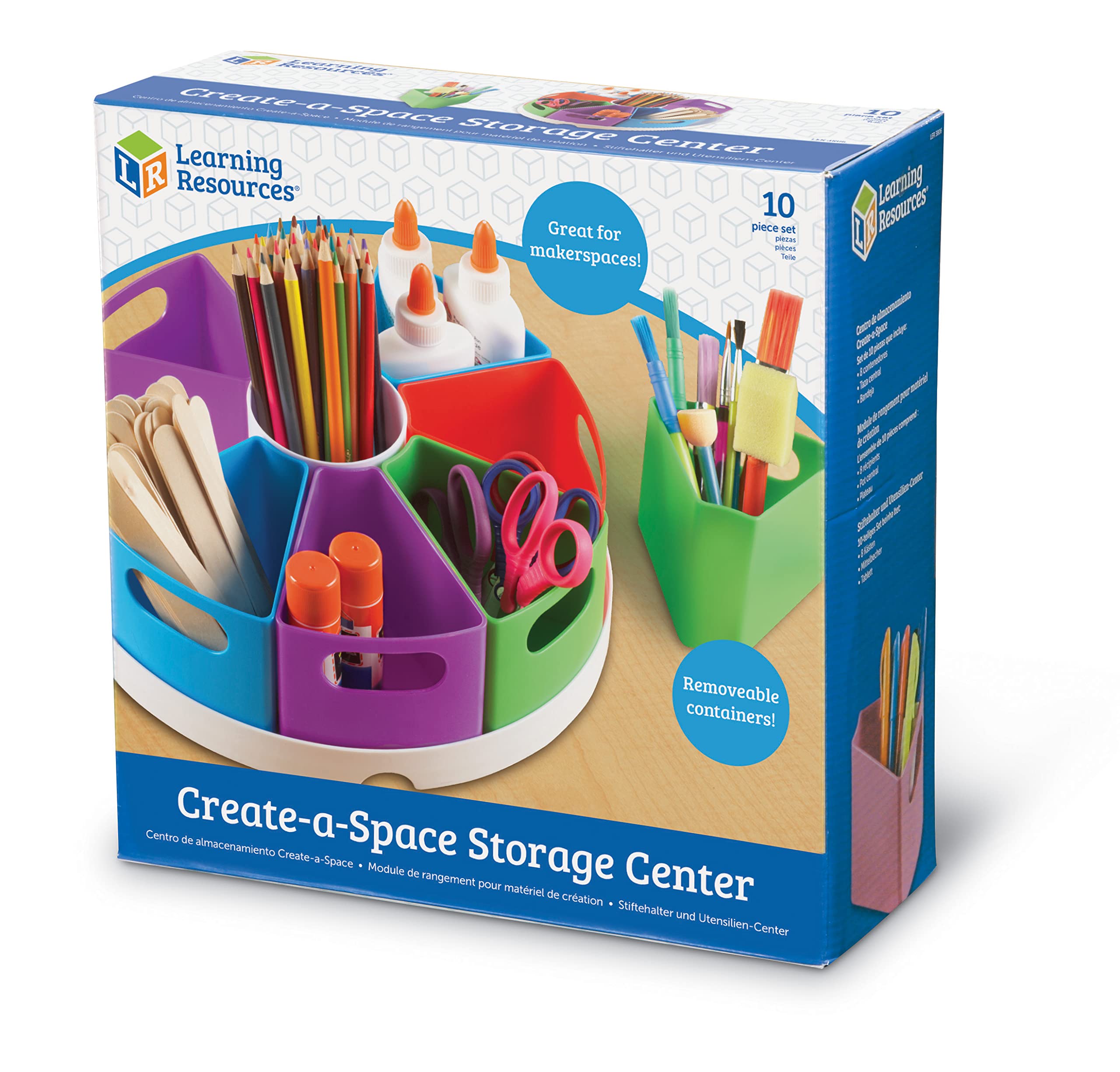 Learning Resources Create-a-Space Storage Center - 10-Piece Kids Desk Organizer Set for Art Supplies, Crayons & Homeschooling | Perfect for Classroom, Playroom & Home Organization