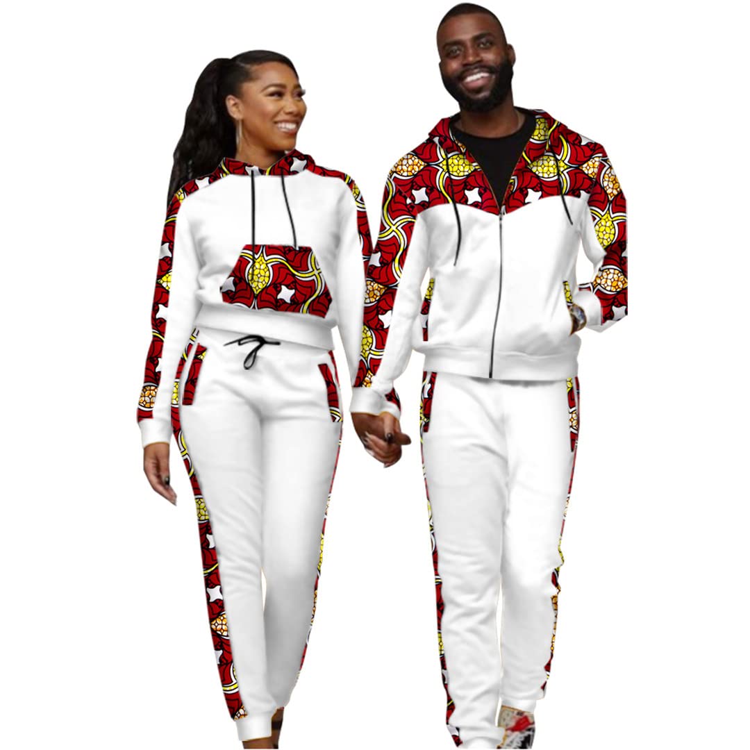 African Print Couple Outfits for Women & Men - 2-Piece Matching Summer Tops & Pants Set (4XL) | Perfect for Beach Vacations, Cultural Events & Romantic Getaways