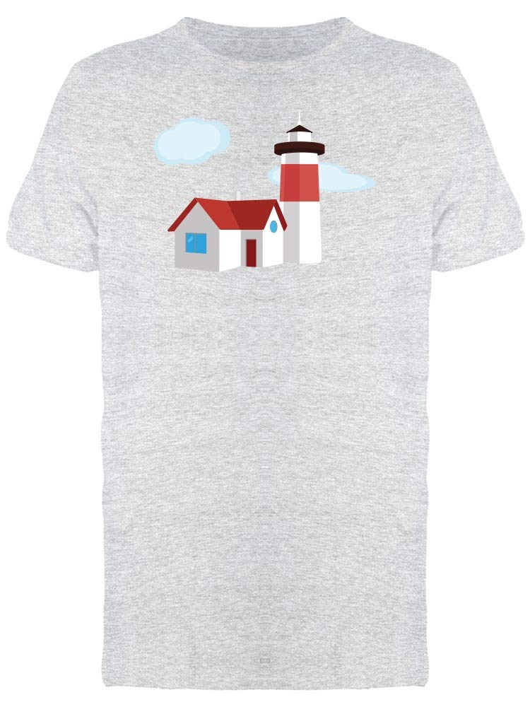 Smartprints Lighthouse with House Doodle T-Shirt for Men - Casual Graphic Tee for Everyday Wear & Outdoor Activities