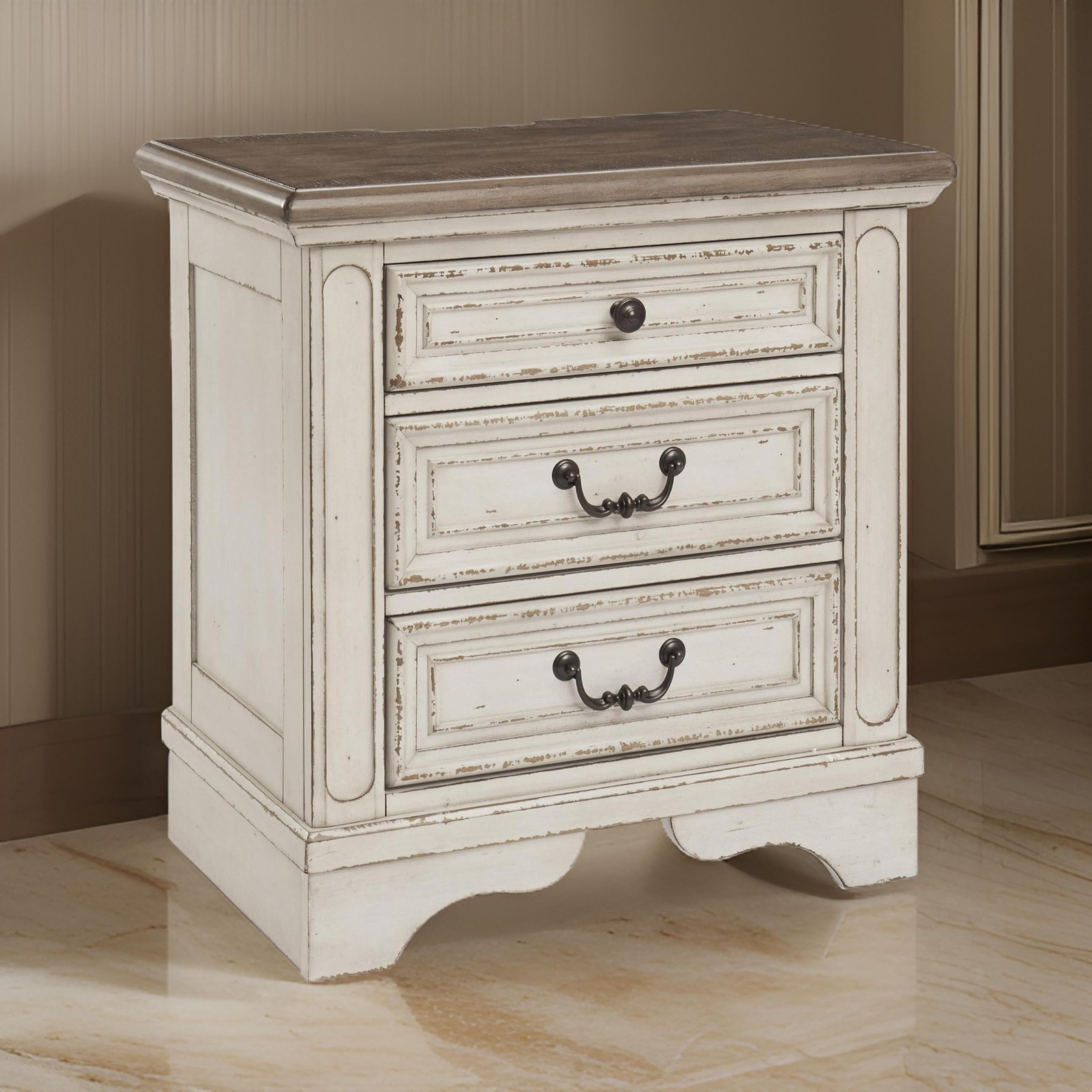 Benjara White Transitional Wooden 3-Drawer Nightstand with Open Shelf Top - Perfect for Bedroom, Living Room, or Office Storage