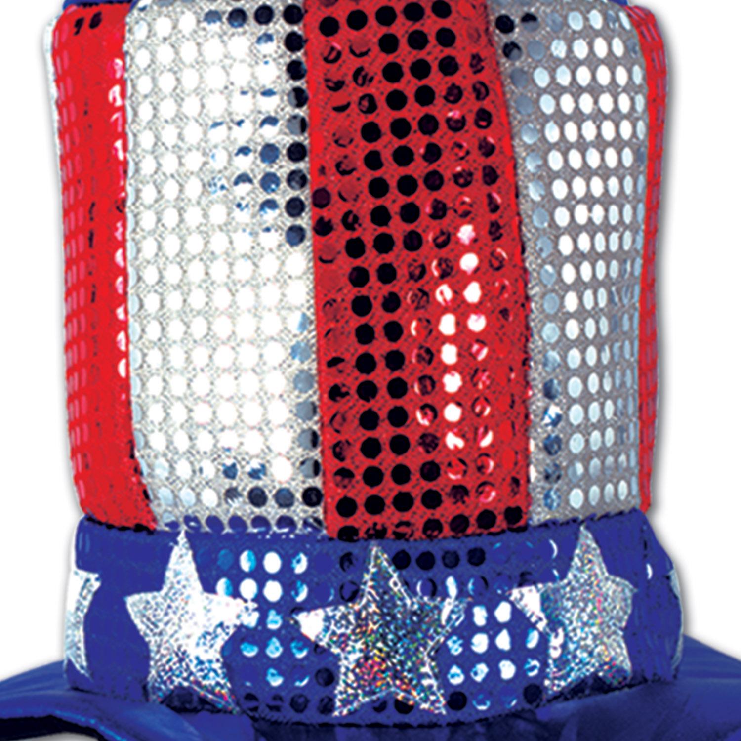 12 Pack Beistle Glitz 'N Gleam Uncle Sam Top Hats - Patriotic Party Decorations for 4th of July, Independence Day & American Themed Events