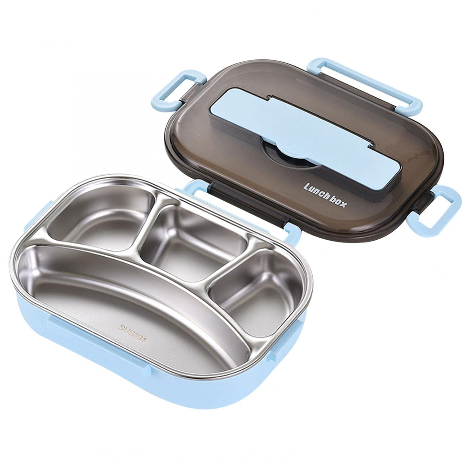 Insulated Bento Lunch Box for Students & Kids - Thermal Stainless Steel Food Container with Portable Tableware Set - Perfect for School, Office & Picnics (Blue)