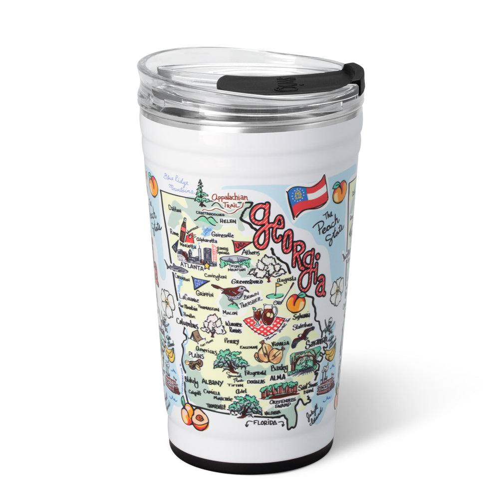 24oz Georgia Party Cup - Insulated Plastic Stadium Cups for Beer, Soda & Cocktails - Perfect for Tailgates, BBQs, Parties & Outdoor Events