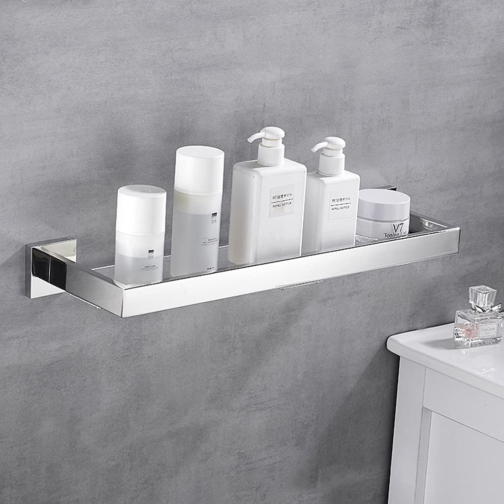 Premium Stainless Steel Bathroom Shelf - 50cm Wall Mounted Glass Shower Organizer with Heavy Duty Load Bearing | Rustproof, Easy to Clean Floating Shelves for Bathroom Storage, Spa & Modern Home Decor