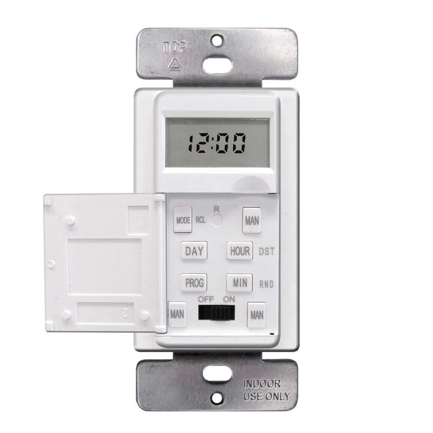 15 Amp 7-Day Digital Programmable In-Wall Timer Switch - White | Light & Appliance Control for Home Automation & Energy Savings