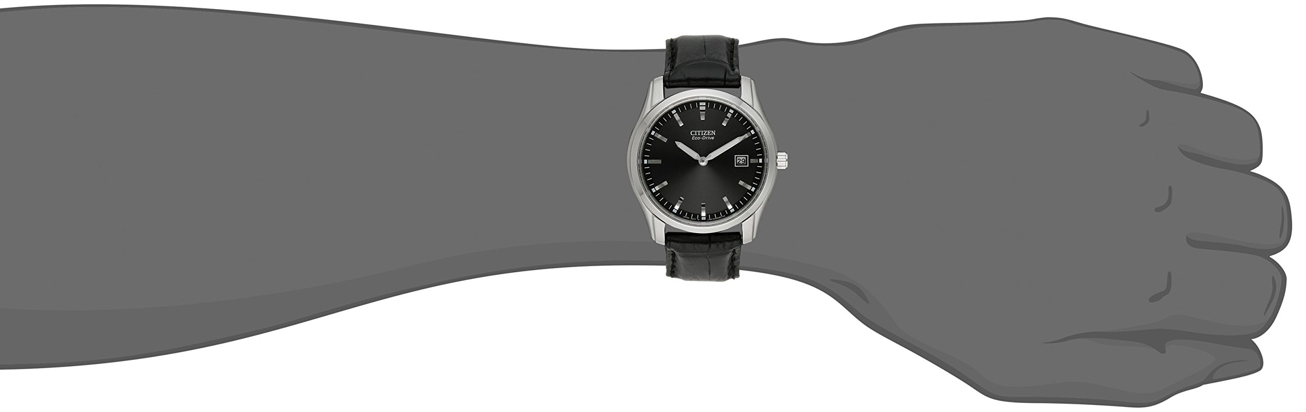 Citizen Men's Eco-Drive Stainless Steel & Leather Watch with Date Display, Luminous Hands, Black Dial - Perfect for Business, Casual & Formal Occasions