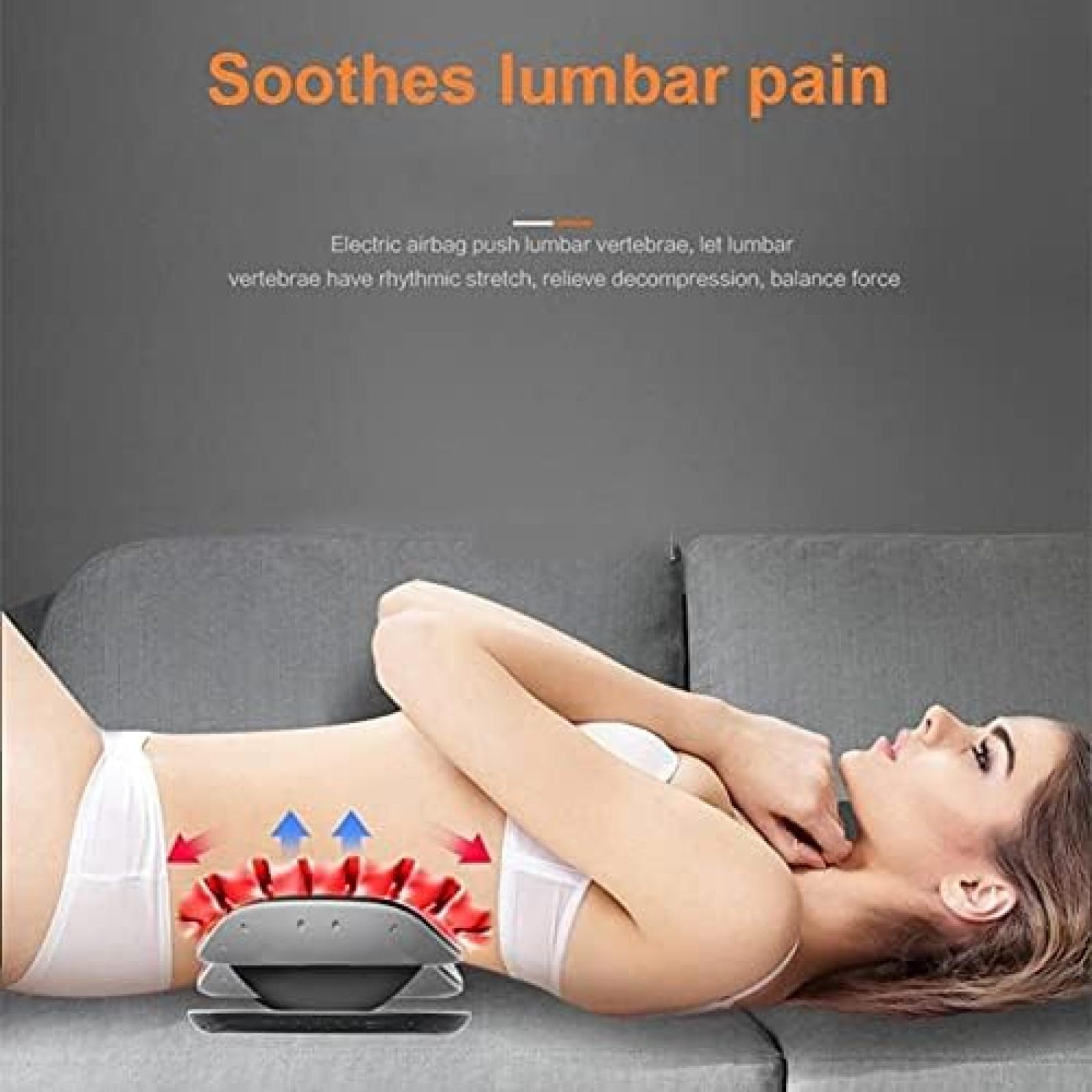 Lumbar Spine Traction Device, Back and Waist Massager with Vibration, Heated Lower Back Stretcher for Pain Relief - Perfect for Home Use, Office Relaxation, and Post-Workout Recovery