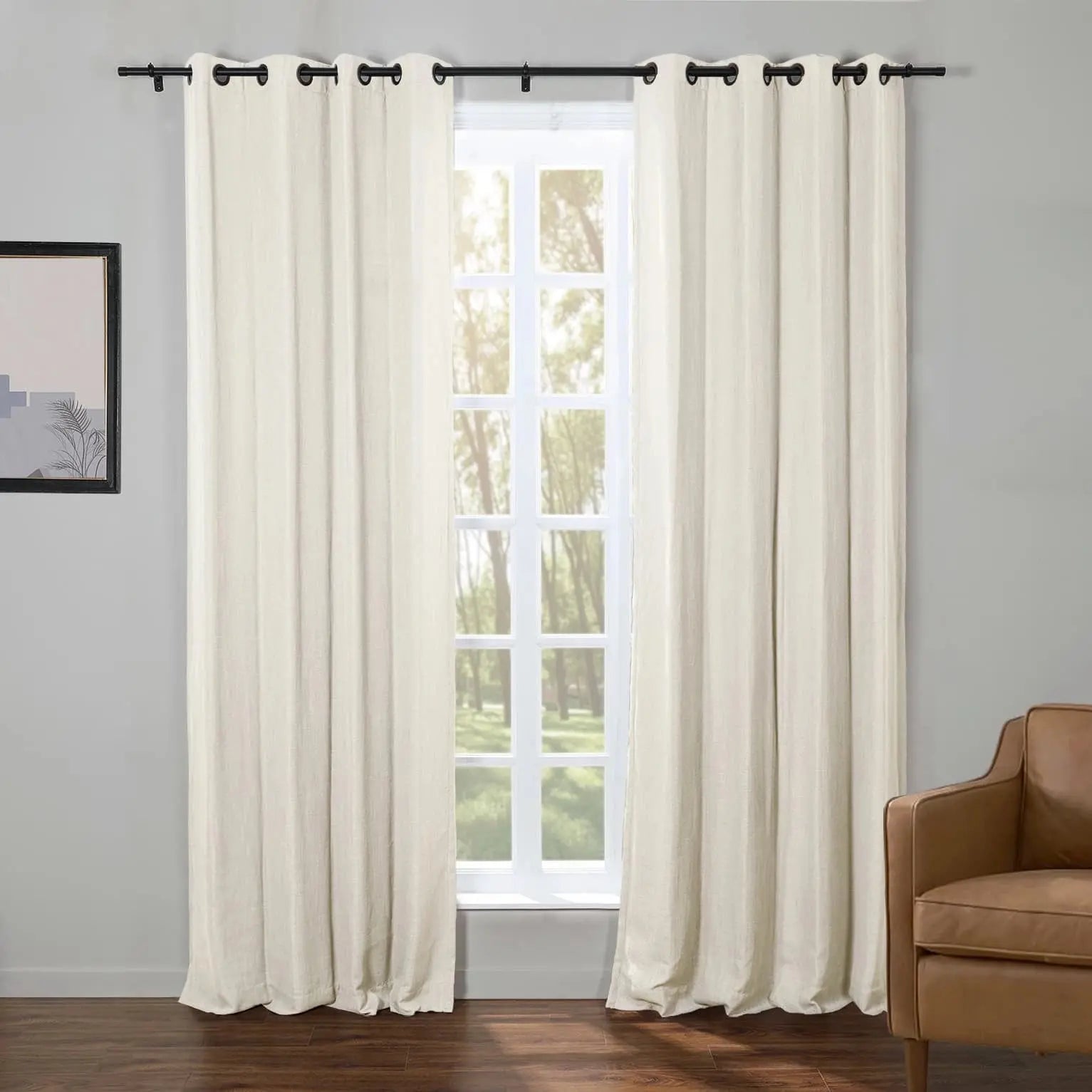 Kyla Lightweight Faux Linen Grommet Curtain Panels - Elegant Window Treatments for Living Room, Bedroom & Home Decor