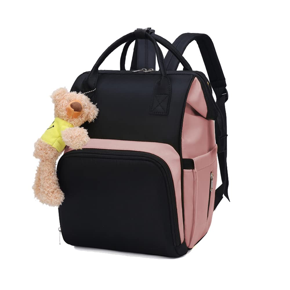 Waterproof Diaper Backpack for Women - Portable Nursing Baby Bag with Multiple Pockets, Pink (Perfect for Travel, Shopping & Outings with Baby)