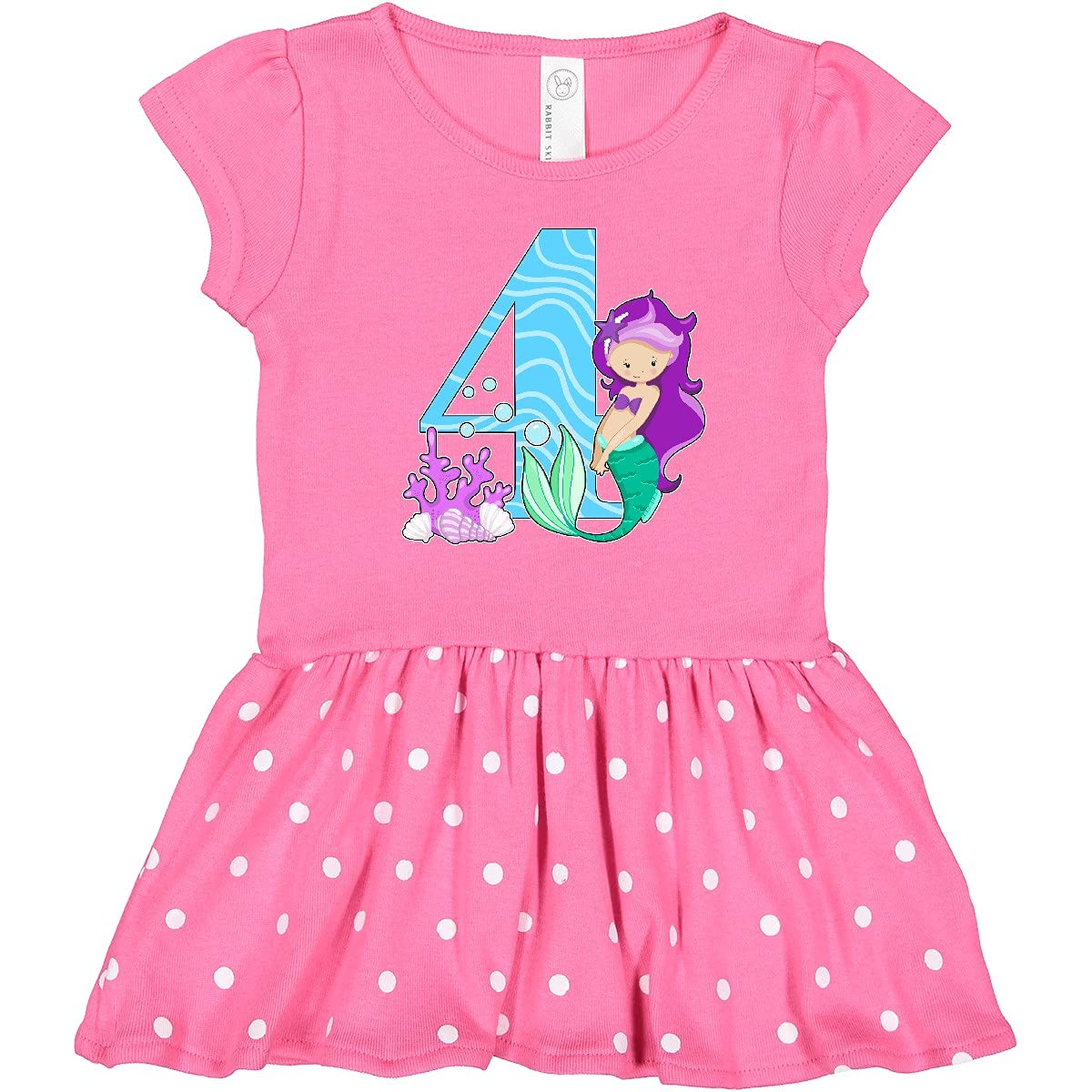 Inktastic Fourth Birthday Mermaid Toddler Dress - Cute & Comfortable Girls' Party Outfit for Birthday Celebrations, Beach Trips & Special Occasions