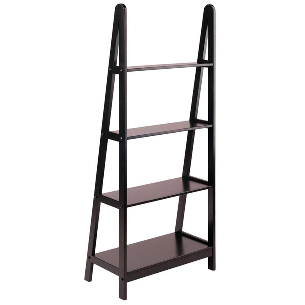 Pemberly Row 4-Tier A-Frame Solid Wood Bookshelf - Espresso Finish for Living Room, Office, or Library Storage