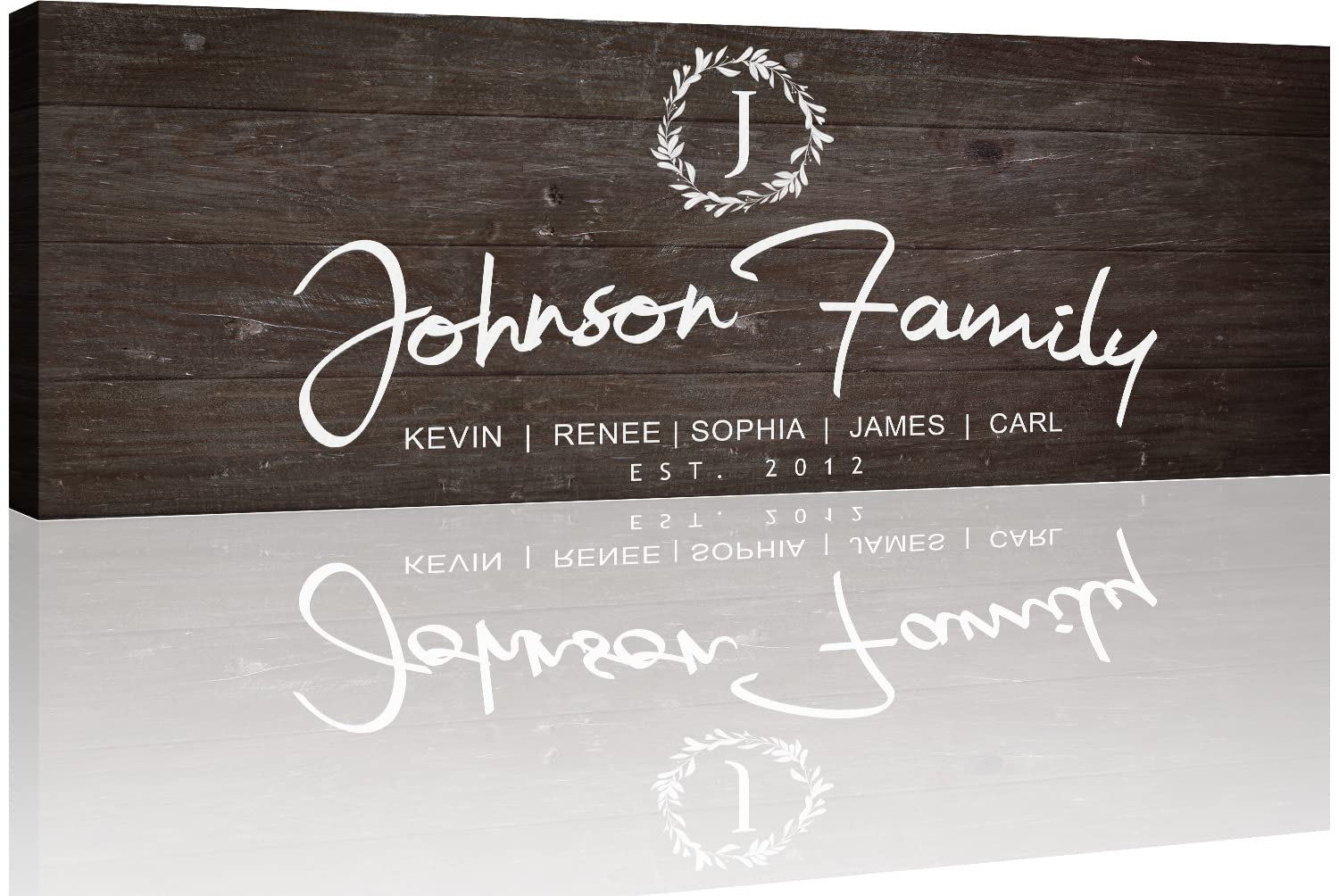 Personalized Family Name Sign - Custom Last Name Wall Decor Canvas for Living Room, Fireplace, Kitchen & Front Door - Monogram Family Sign with Dark Background (48x16 inches) - Perfect for Home Decor, Housewarming Gifts & Farmhouse Style Interiors
