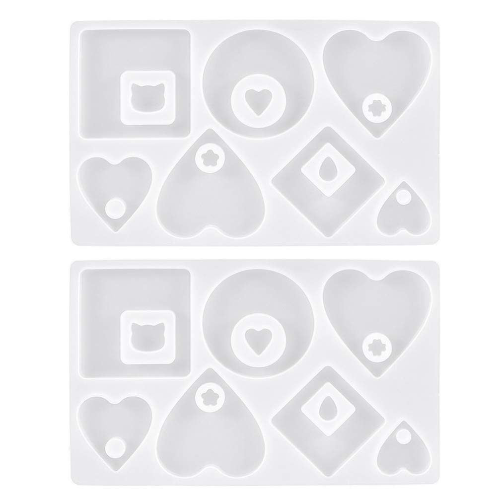 2PCS Silicone Resin Jewelry Molds for Pendant & Earrings - Geometric Epoxy DIY Craft Molds for Handmade Ear Studs & Jewelry Making - Perfect for DIY Gifts, Home Decor, and Fashion Accessories