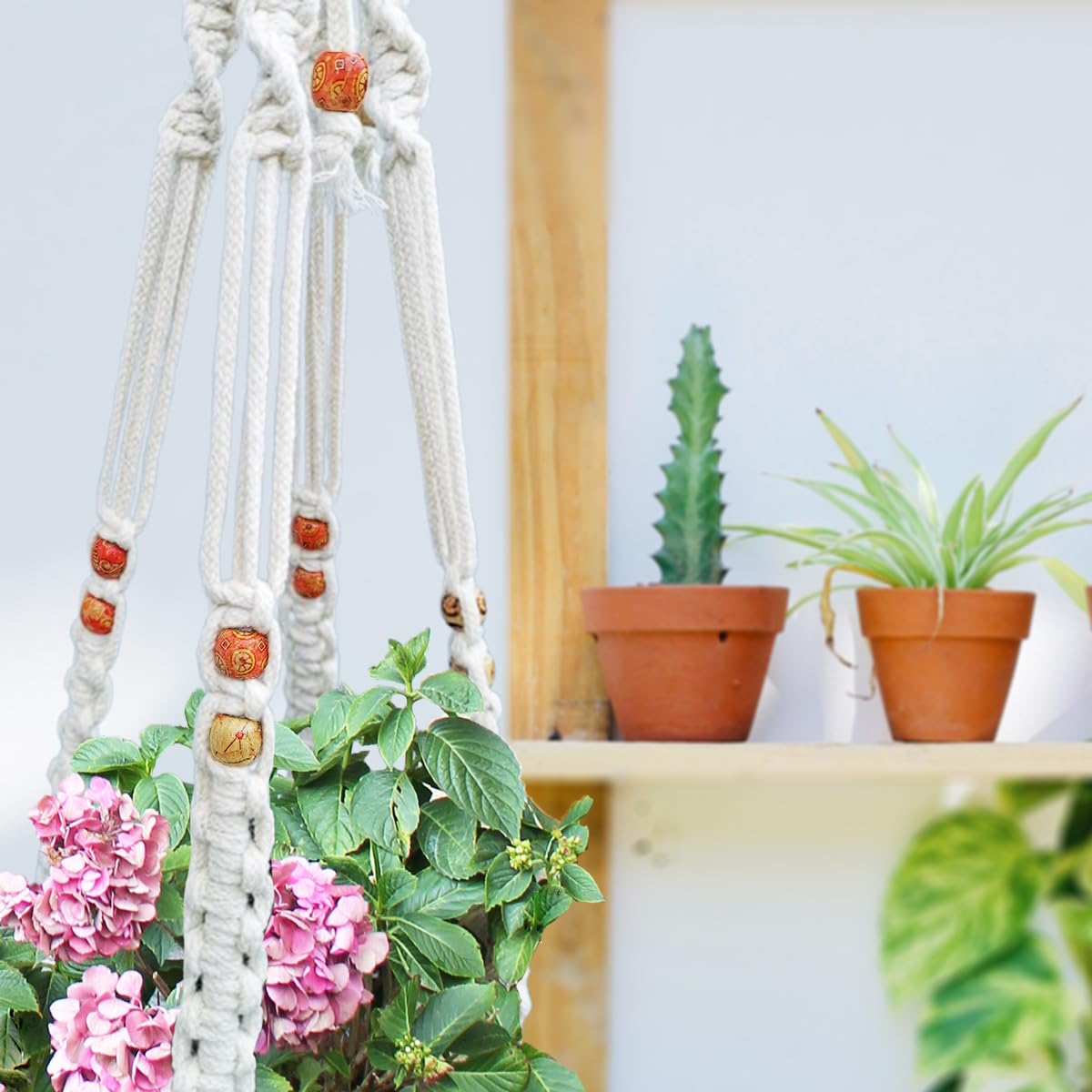 Belit Macrame Plant Hangers 2 Pack - Indoor/Outdoor Hanging Planters Basket with 2 Hooks for Decorative Flower Pots - Boho Home Decor for Living Room, Patio & Garden
