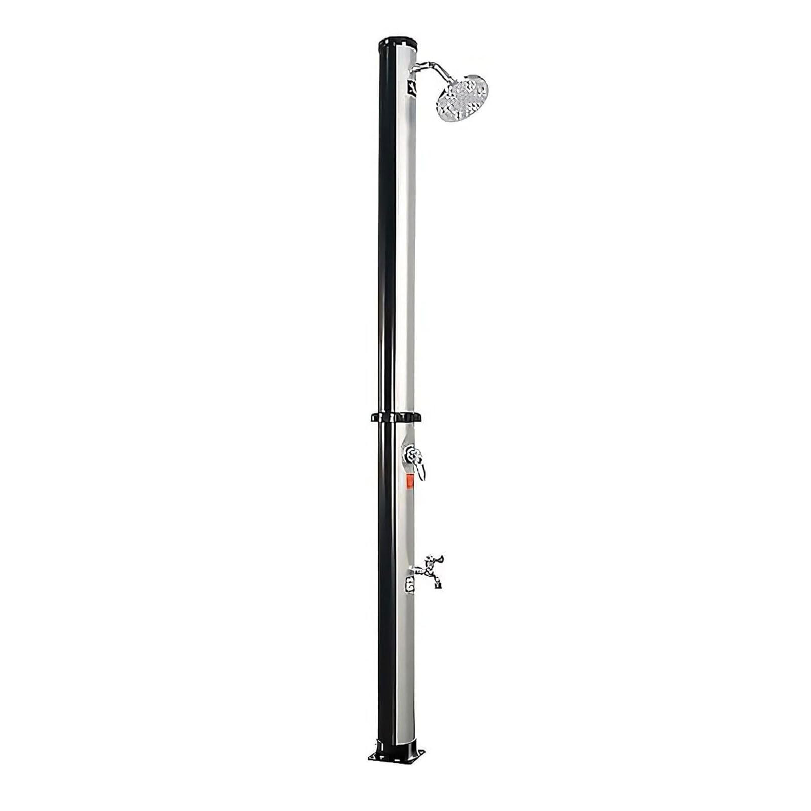 6.5 FT 5.3 Gallon Outdoor Solar-Heated Shower with 360° Rotating Shower Head & Foot Tap - Portable Camping, Beach, Poolside, Garden Shower for RV, Backyard, and Outdoor Adventures (Silver)