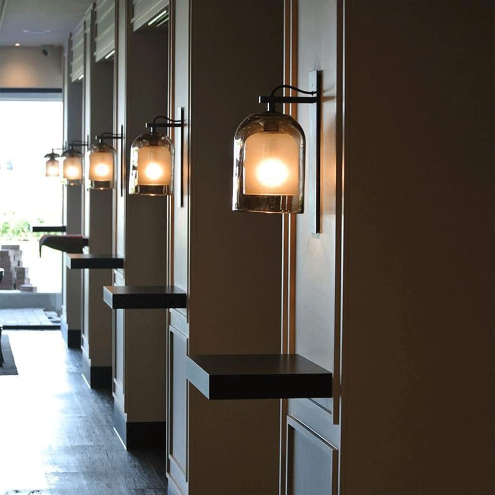 Modern Smoke Grey Wall Sconce with Bell-Shaped Glass Shade - 1-Light Farmhouse Industrial Vanity Fixture for Bedroom, Living Room & Hallway | Perfect for Ambient Lighting & Wall Decor