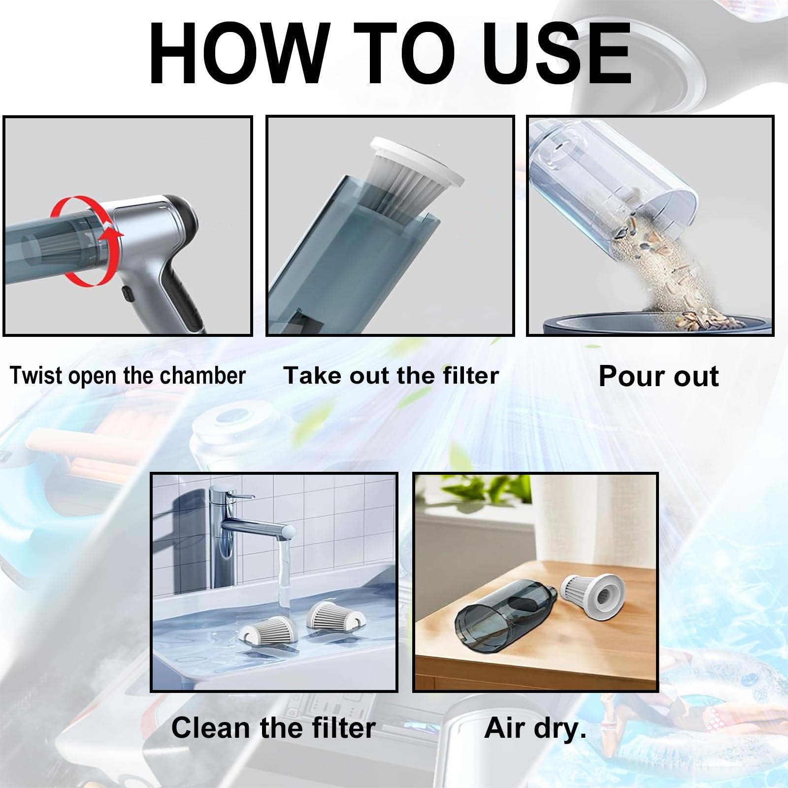 Airify™ Pro Vac V2 Cordless Handheld Vacuum Cleaner - Powerful Portable Car & Home Vacuum with Air Blower Function - Lightweight Mini Vac for Car Detailing, Pet Hair, Dust Cleaning (Gray) - Perfect for Cars, Home, Office & Travel Use
