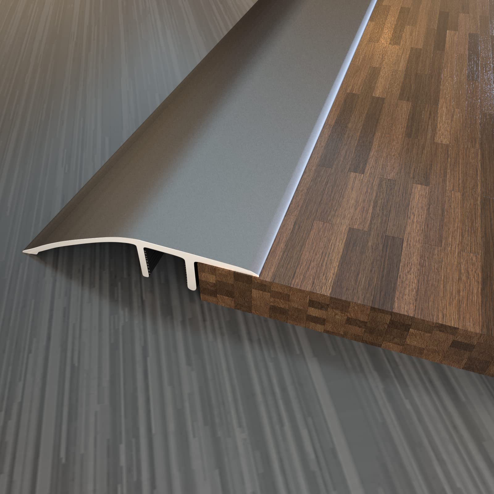 Aluminum Floor Transition Strip - 36 Inch Gray Threshold Ramp for Doorways, Carpets, Tiles & Laminate Floors - Durable Edge Trim for Vinyl Flooring & Mats - Perfect for Home, Office & Commercial Spaces