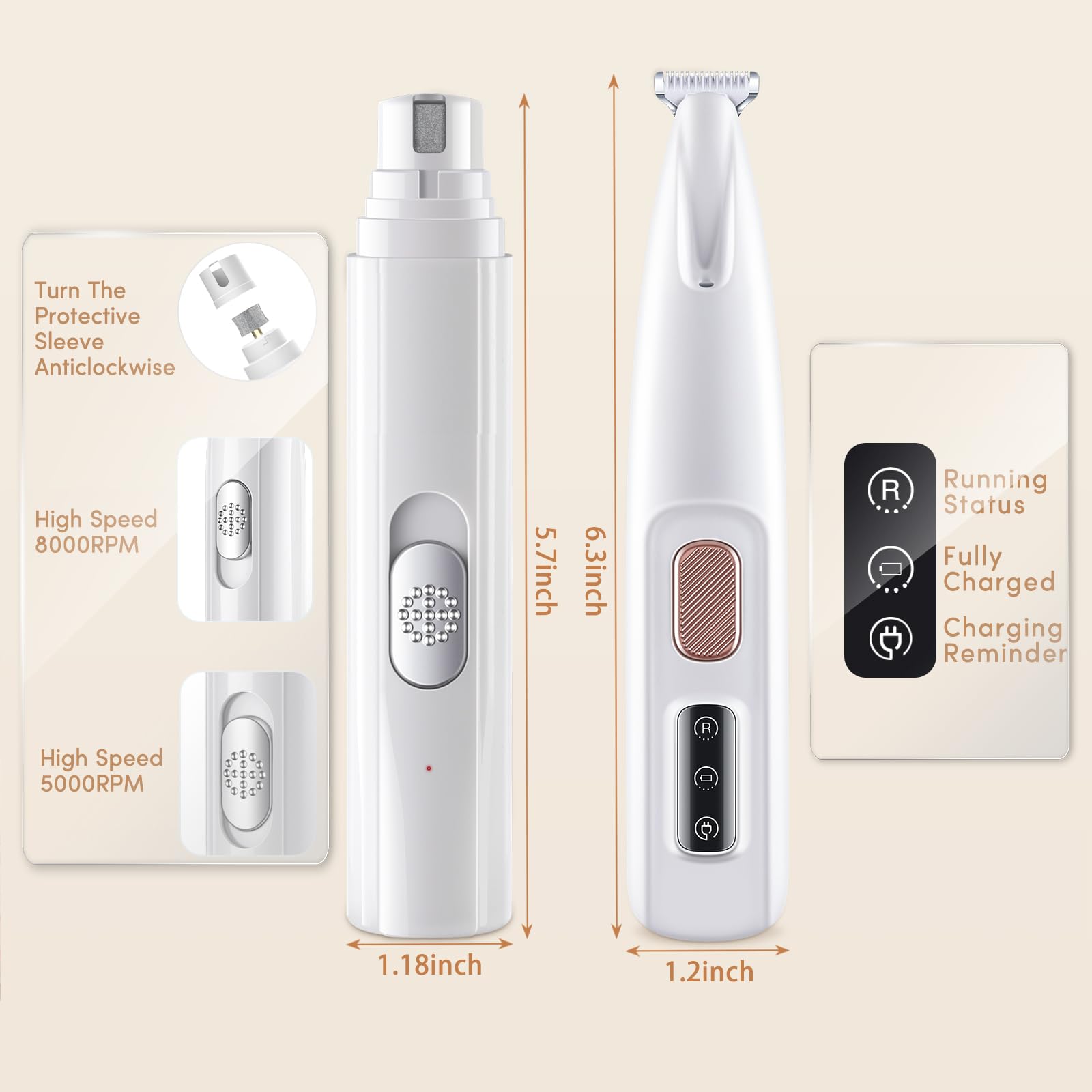 **Professional Dog Nail Grinder & Paw Trimmer – 2-Speed Quiet Pet Nail Grinder for Dogs & Cats – Safe & Efficient Grooming Kit for Eyes, Ears & Feet – Perfect for Home Pet Care & Stress-Free Nail Trimming**