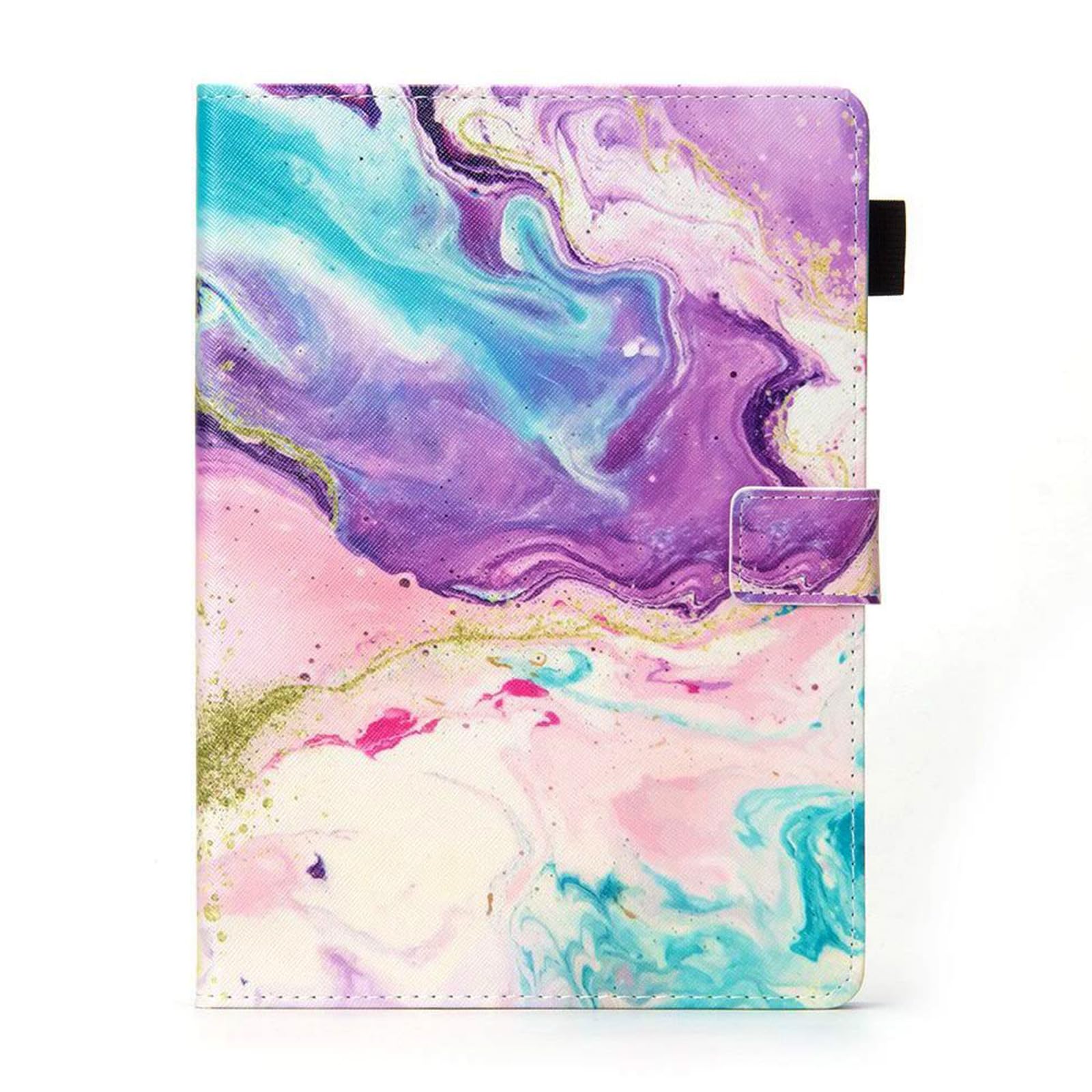 Premium PU Leather iPad Case for iPad 9.7 Inch (2018/2017) - Compatible with iPad 6th/5th Gen & iPad Air 1/Air 2 - Folio Stand Cover with Pencil Holder & Auto Sleep/Wake Feature - Purple Marble Design - Perfect for Work, School & Travel Protection