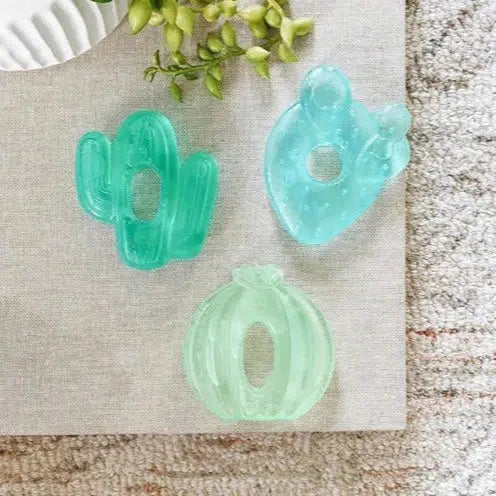 Itzy Ritzy Cutie Coolers - 3 Pack Water Filled Teething Toys for Babies | Soothing Relief for Sore Gums | Perfect for Home, Travel & Daycare Use