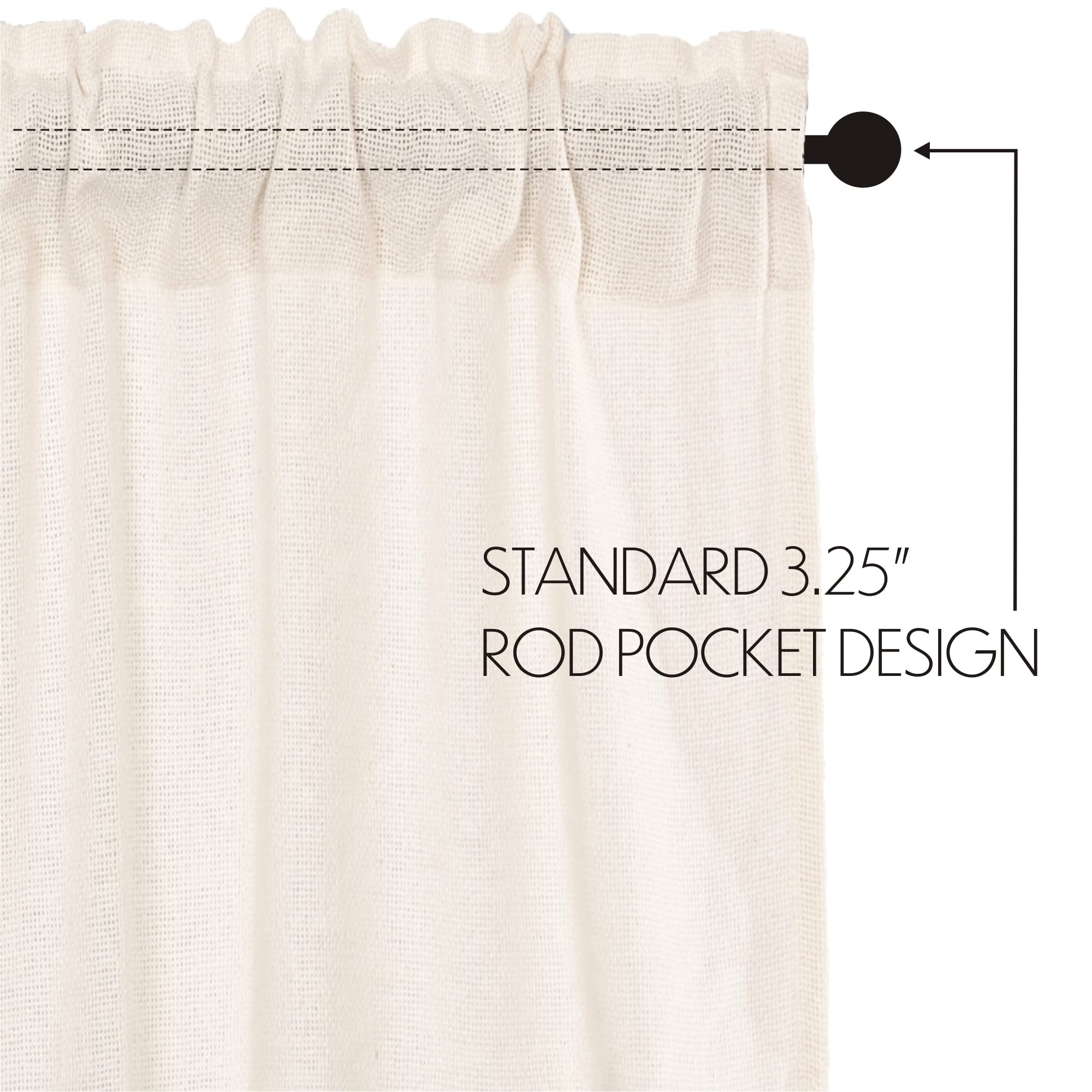 VHC Brands Burlap Antique White Farmhouse Primitive Curtains - Set of 2 Panels (36x36 Inches) - Rustic Window Treatments for Living Room, Bedroom & Kitchen Decor