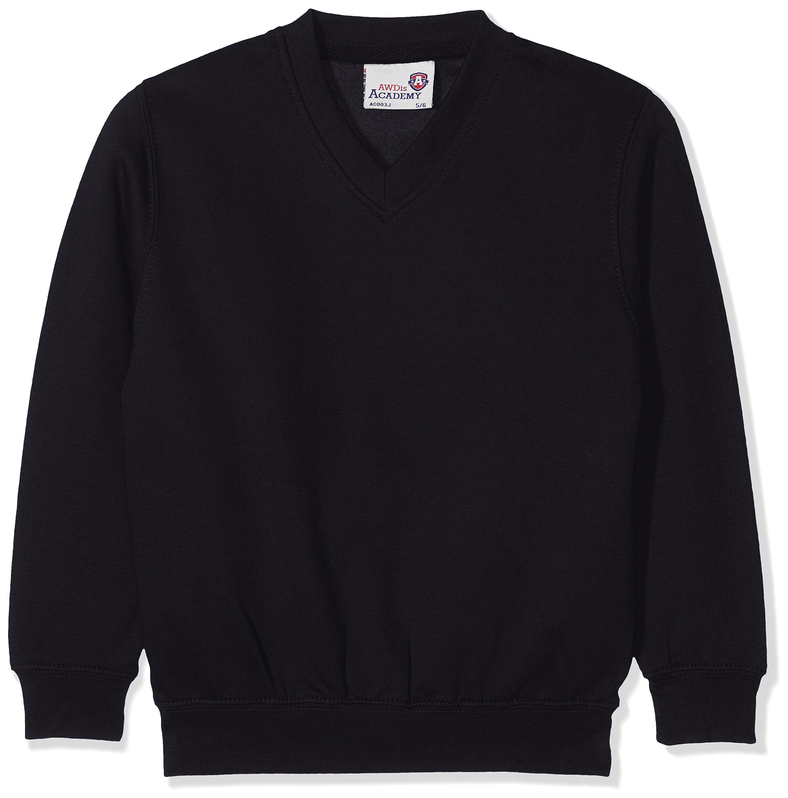 AWDis Unisex Kids Academy V-Neck Sweatshirt - Soft Cotton Pullover for Boys & Girls - School Uniform, Casual Wear & Sports Team Apparel