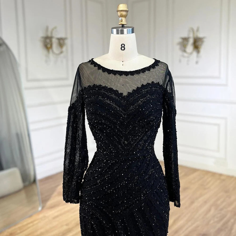 Elegant Black Mermaid Evening Gown with Purple Accents - Luxury Dubai Arabic Style Women's Party Dress LA72656 | Perfect for Formal Events, Galas & Special Occasions