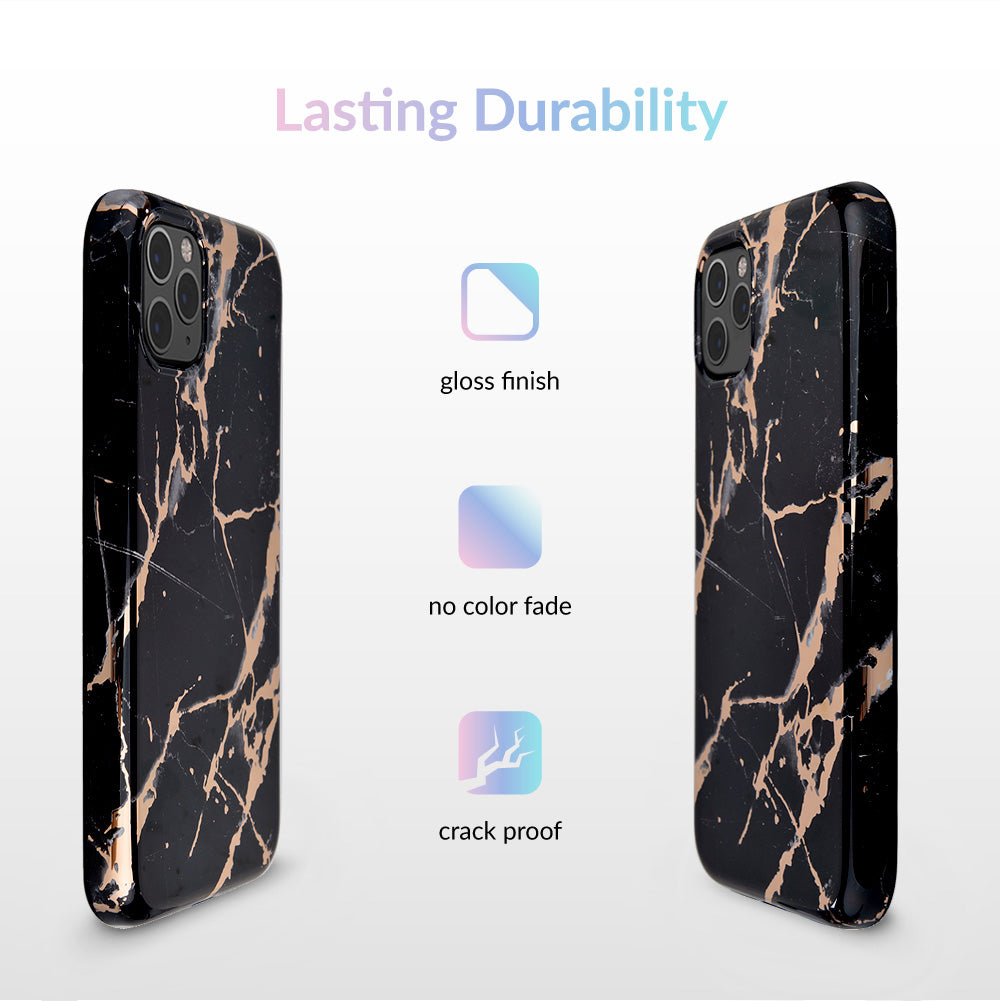 Elegant Black Marble Rose Gold Chrome iPhone Case - Premium Protective Cover for iPhone [Model] - Perfect for Everyday Use, Office & Special Occasions
