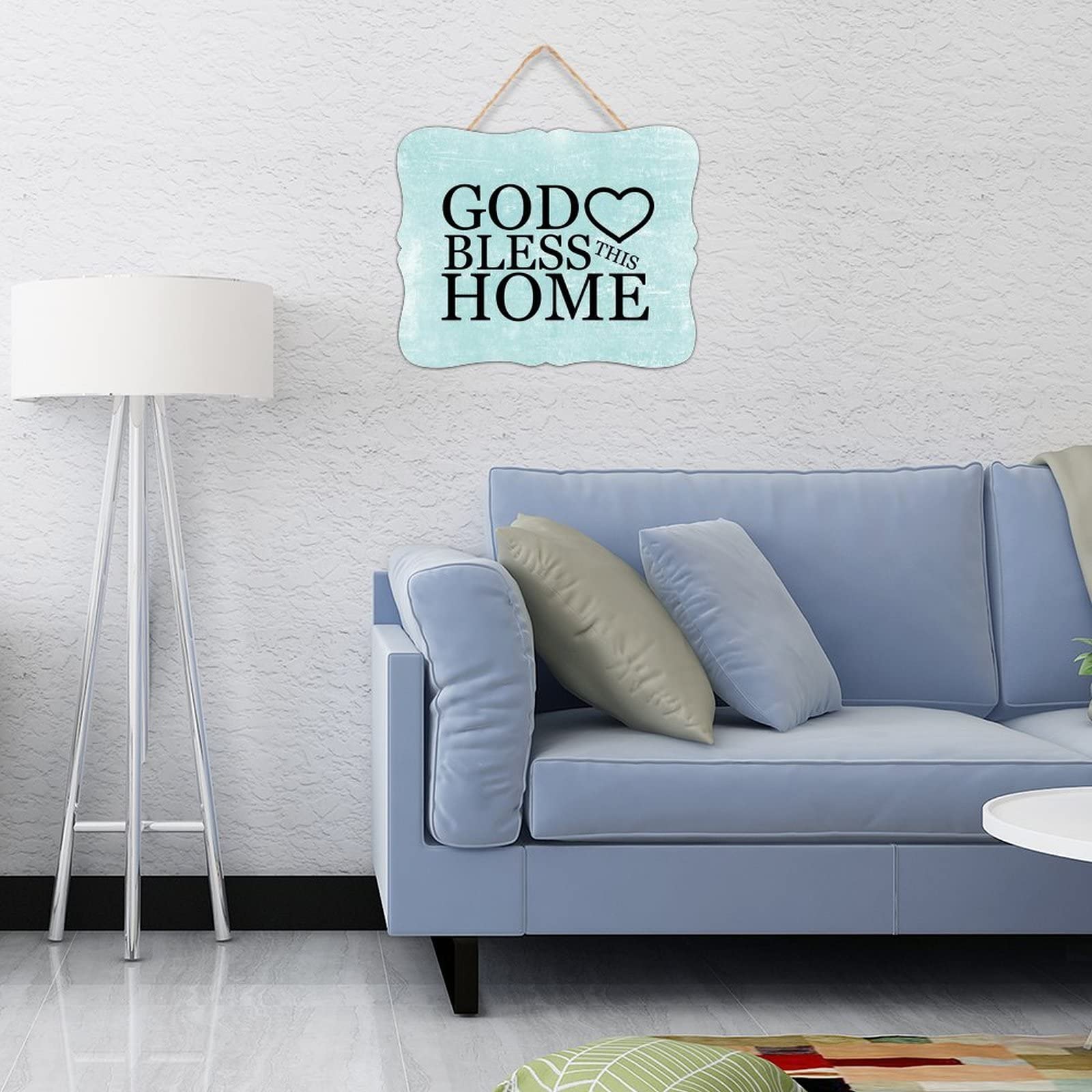 AtFlowerey 8x10 Inch Rustic Farmhouse Wooden Sign - God Bless This Home Wall Decor for Bedroom, Living Room, Bathroom | Perfect Housewarming Gift for Family & Friends | Cozy Home Decor for Christmas, Weddings & Farmhouse Style