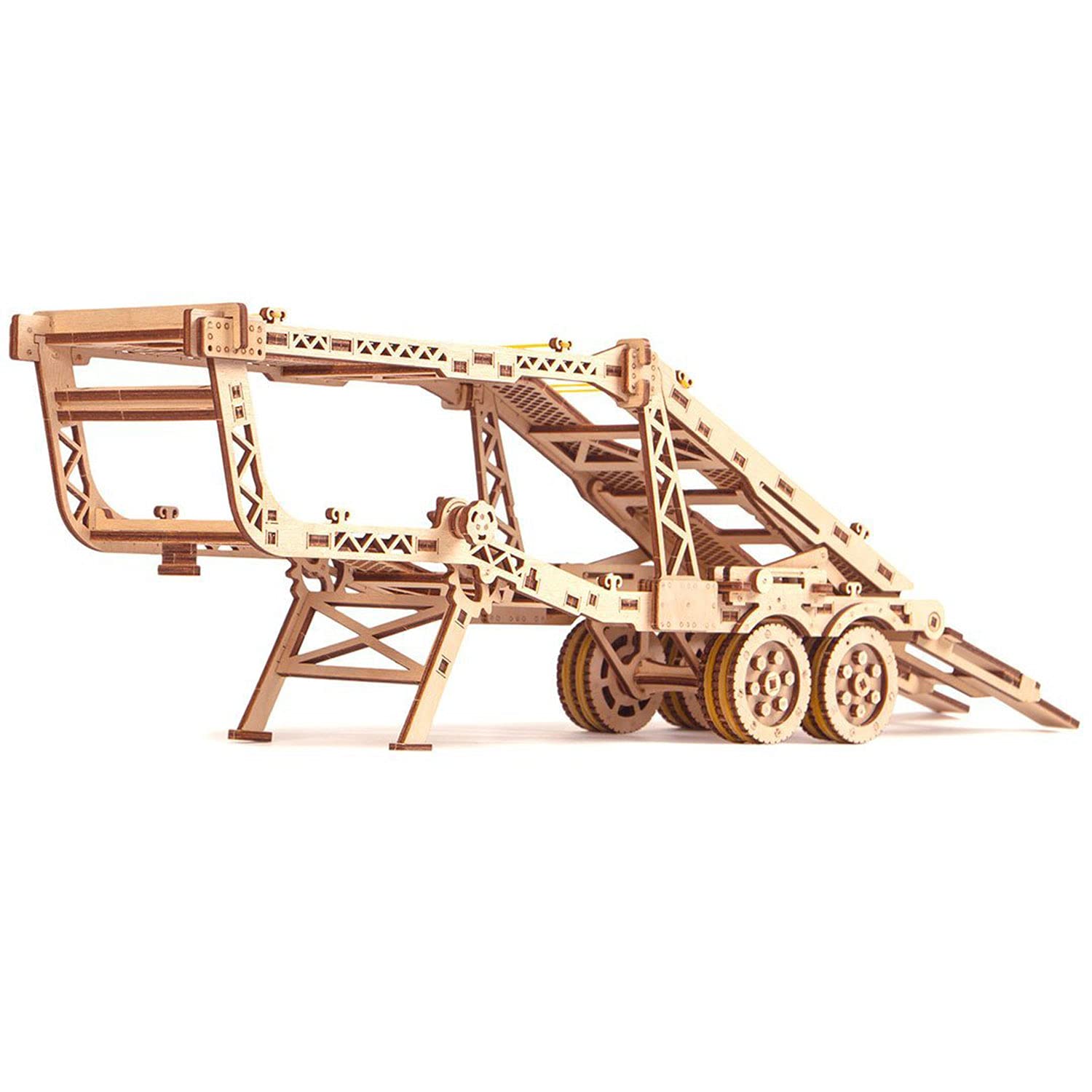 Wood Trick Model Car Trailer for Big Rig Truck with Mini Jeep - 3D Wooden Puzzle DIY STEM Toy Kit | Eco-Friendly Educational Building Set for Kids | Perfect for Creative Play, Birthday Gifts & STEM Learning Activities