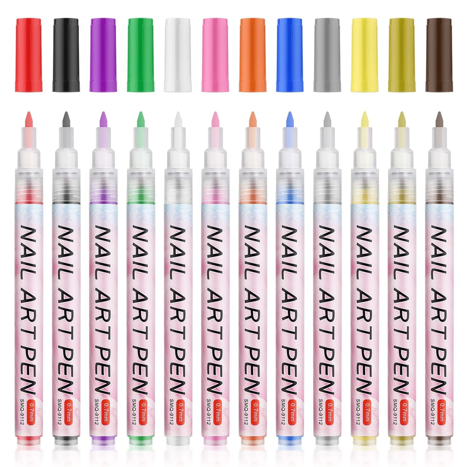 3D Nail Art Pens Set - 12pcs 0.7mm Colorful Gel Polish Pens for DIY Manicure & Nail Design